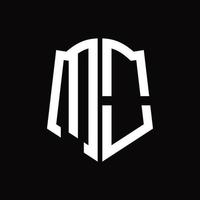 monograma de logotipo mo con plantilla de diseño de cinta en forma de escudo vector