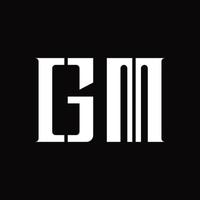 monograma de logotipo gm con plantilla de diseño de corte medio vector