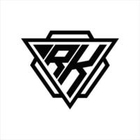 monograma del logotipo rk con plantilla de triángulo y hexágono vector