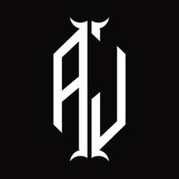 AJ Logo monogram with horn shape design template vector
