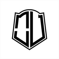 OU Logo monogram with shield shape outline design template vector