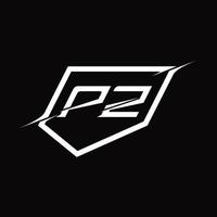 PZ Logo monogram letter with shield and slice style design vector