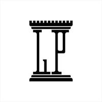 LP Logo monogram with pillar shape design template vector
