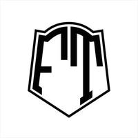 Logo monogram with shield shape outline design template vector