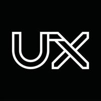 monograma del logotipo de ux con espacio negativo de estilo de línea vector