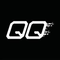 plantilla de diseño de tecnología de velocidad abstracta de monograma de logotipo qq vector