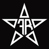 monograma del logotipo fr con plantilla de diseño en forma de estrella vector