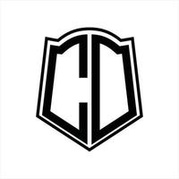 Logo monogram with shield shape outline design template vector