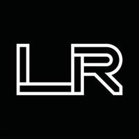 LR Logo monogram with line style negative space vector