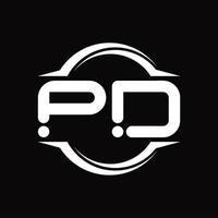 monograma de logotipo pd con plantilla de diseño de forma de corte redondeado circular vector