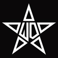 monograma de logotipo wd con plantilla de diseño de forma de estrella vector