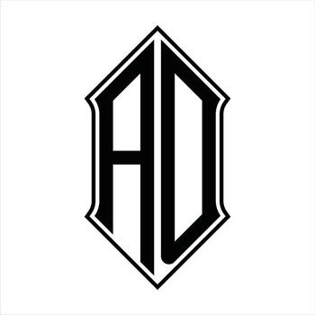 AD Logo monogram with shieldshape and outline design template vector icon abstract