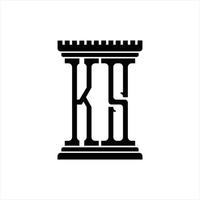 KS Logo monogram with pillar shape design template vector