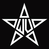 WV Logo monogram with star shape design template vector