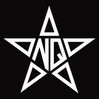 monograma del logotipo nq con plantilla de diseño en forma de estrella vector