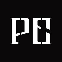 PE Logo monogram with middle slice design template vector