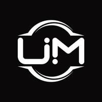 UM Logo monogram with circle rounded slice shape design template vector