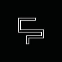 CP Logo monogram with line style design template vector