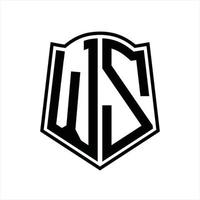 monograma del logotipo wz con plantilla de diseño de esquema de forma de escudo vector