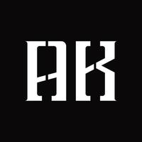 monograma del logotipo ak con plantilla de diseño de corte medio vector