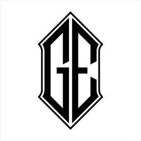 GE Logo monogram with shieldshape and outline design template vector icon abstract