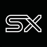 monograma del logotipo sx con espacio negativo de estilo de línea vector