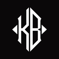 KB Logo monogram with shield shape isolated design template vector