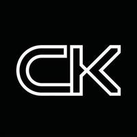 monograma del logotipo ck con espacio negativo de estilo de línea vector