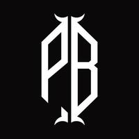 PB Logo monogram with horn shape design template vector