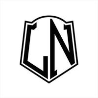 LN Logo monogram with shield shape outline design template vector