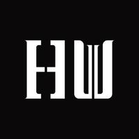 monograma del logotipo hw con plantilla de diseño de corte medio vector