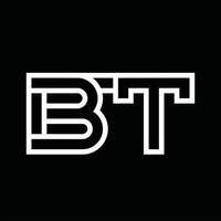 monograma del logotipo de bt con espacio negativo de estilo de línea vector