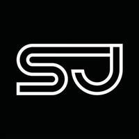 monograma del logotipo sj con espacio negativo de estilo de línea vector