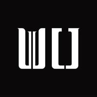 monograma del logotipo de wu con plantilla de diseño de corte medio vector