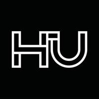 monograma del logotipo de hu con espacio negativo de estilo de línea vector