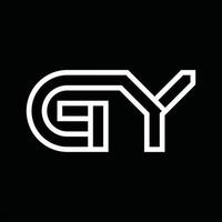 monograma del logotipo gy con espacio negativo de estilo de línea vector