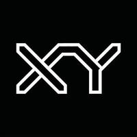 XY Logo monogram with line style negative space vector