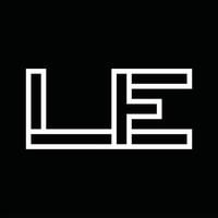 monograma del logotipo de le con espacio negativo de estilo de línea vector
