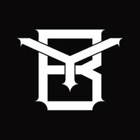YB Logo monogram with vintage overlapping linked style design template vector