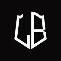 monograma de logotipo lb con plantilla de diseño de cinta en forma de escudo vector