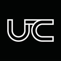 monograma del logotipo de uc con espacio negativo de estilo de línea vector