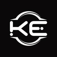 KE Logo monogram with circle rounded slice shape design template vector