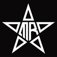 MR Logo monogram with star shape design template vector