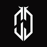 OC Logo monogram with horn shape isolated black and white design template vector
