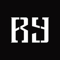 RY Logo monogram with middle slice design template vector