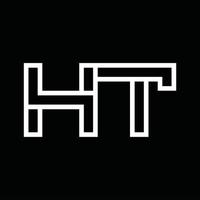 monograma del logotipo ht con espacio negativo de estilo de línea vector