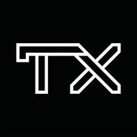 monograma del logotipo tx con espacio negativo de estilo de línea vector