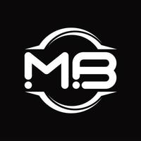 MB Logo monogram with circle rounded slice shape design template vector