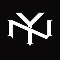 monograma del logotipo de ny con plantilla de diseño de estilo enlazado superpuesto vintage vector