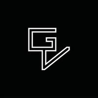 GV Logo monogram with line style design template vector